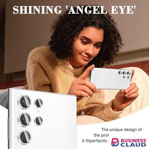 Samsung Galaxy S22 Ultra Phone Case, Women's Metal Ring Camera Lens Protector with Diamond Glitter Decoration