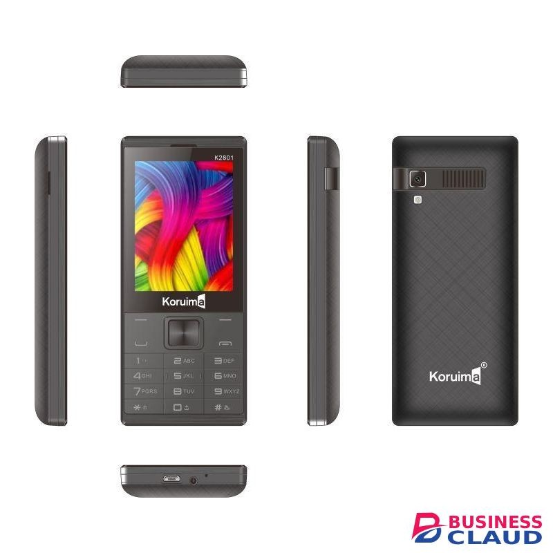 Koruima K2801 Feature Phones 2.8" 2500mAh 5V 1A Charger Dual Sim Wireless FM Radio T528 Button Phones Black