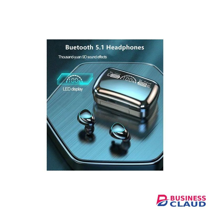 RichRipple M10 LED Display Bluetooth Headsets 9D Stereo Wireless Earphones - Black