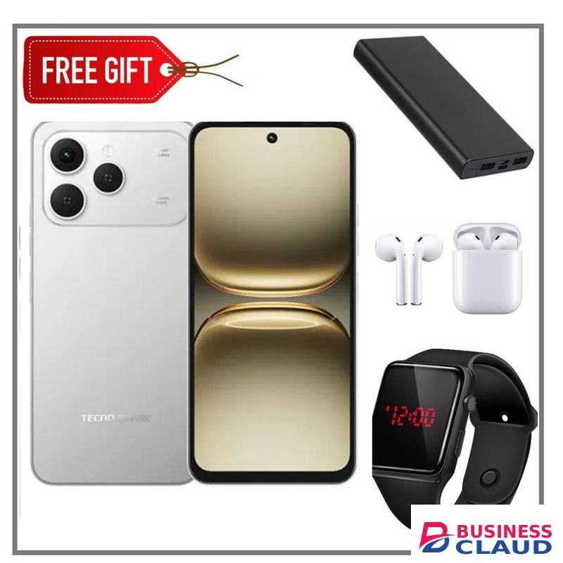 Tecno Spark 40, 6.67" HD+, 8GB RAM + 128GB (Dual SIM) 5200mAh - Grey + Free LED Watch+Earpods+Powerbank