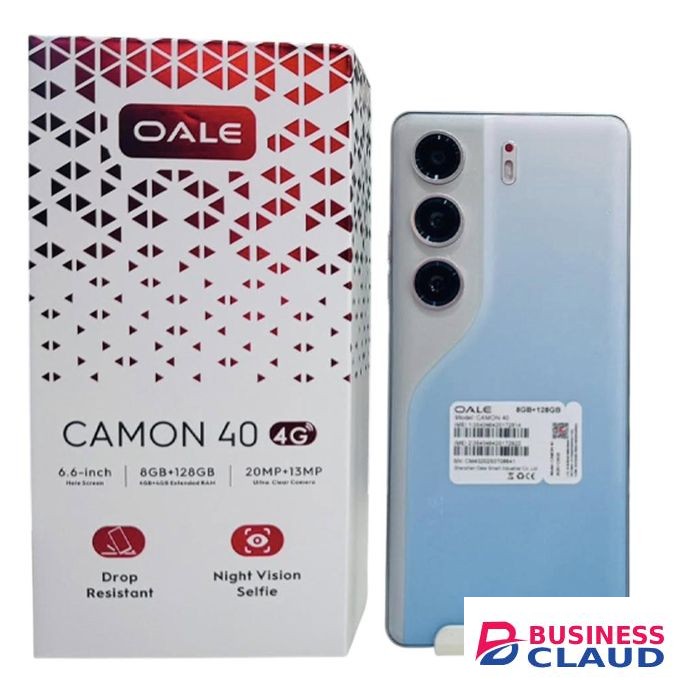Oale Camon 40 4G - 6.6" 128GB ROM 8GB RAM 20MP 5750mAh (With Earphones, Glass Protector, Cover) - White