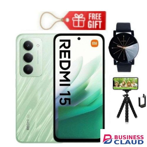 XIAOMI REDMI 15 4G, 6.9 Inches Display, 256GB ROM + 8GB RAM, Dual SIM, 7000mAh Battery (24 Months Warranty) Green + Web Watch & Tripod Stand