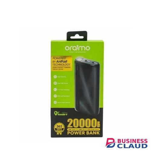 Oraimo Fast Charging Powerbank 20000mAh - Black