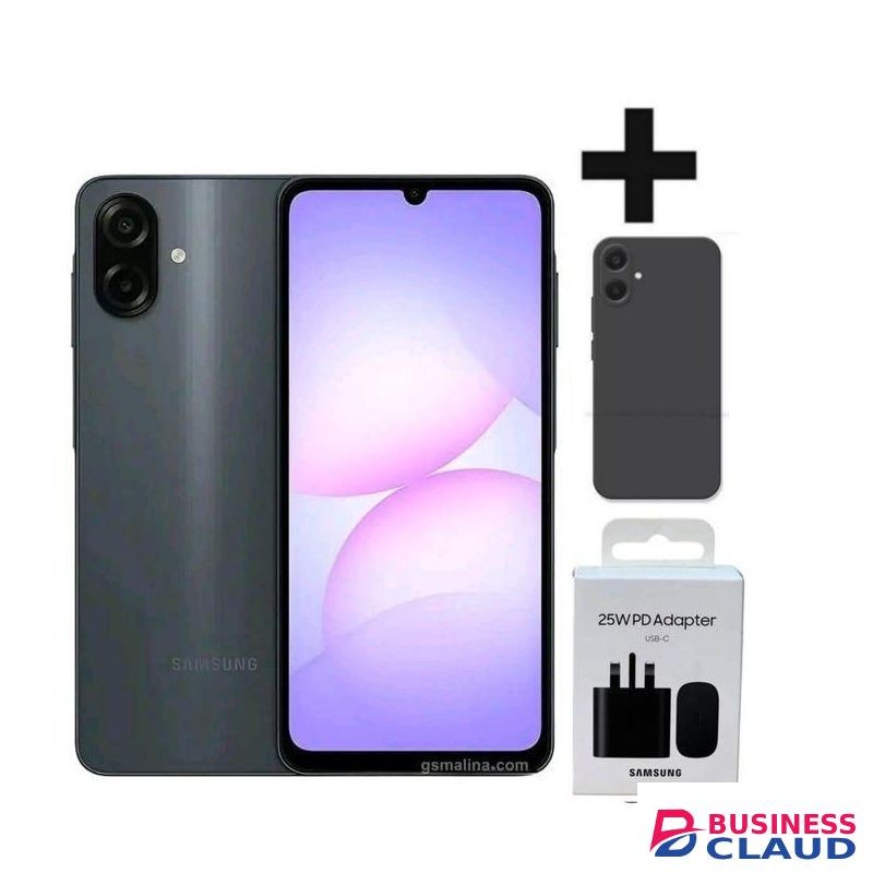 Samsung A07 DISPLAY 6.7 INCHES 4GB RAM + 64GB ROM DUAL SIM cover ADAPTER, BLACK