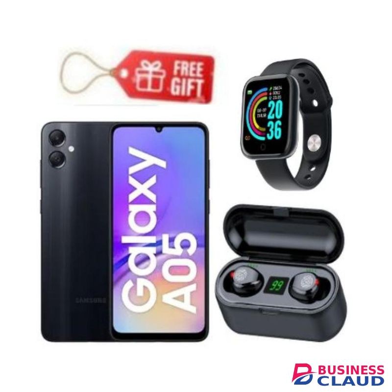 Samsung Galaxy A05, 6.7'' 4GB RAM + 128GB ROM (Dual Sim) 50MP Camera, 5000mAh - Black + Gifts