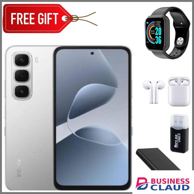 Infinix Hot 60i 4G"6.7-inch, 6GBRAM+128GB ROM' Battery: 5000mAh - Silver+ LED Watch+powerbank+Earpods+Card Reader - Silver