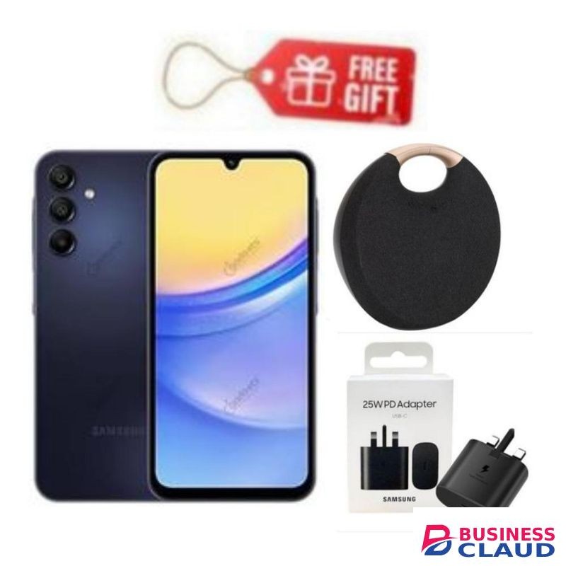 Samsung Galaxy A15, 6.5", 256GB + 8GB RAM (Dual SIM), 5000mAh, 4G-Blue Black+ Charging Adapter & BT Speaker