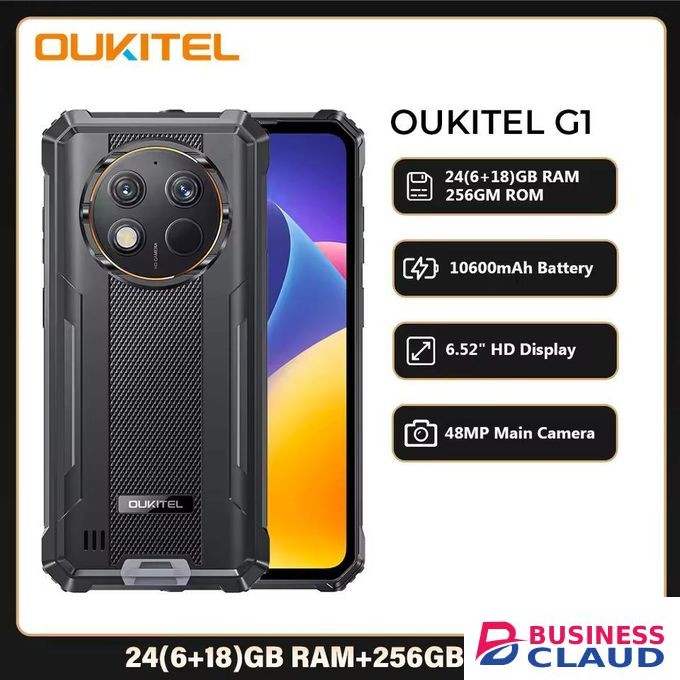 Oukitel G1 Rugged Smartphone Android 24GB (6+18)+256GB 10600mAh 6.52' HD Display NFC Rugged Phone