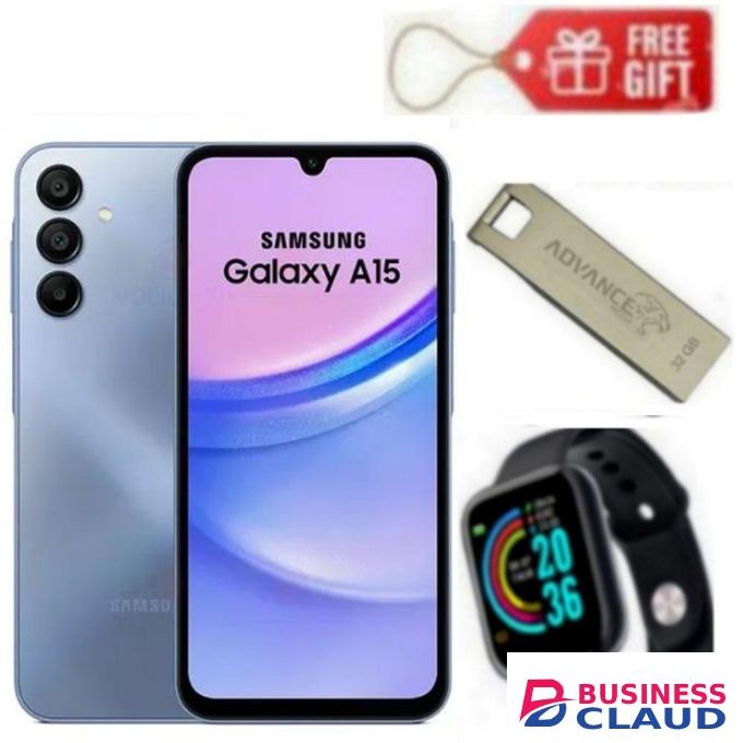 Samsung GALAXY A15, 6.5'' Display, 6GB RAM + 128GB ROM -(Dual Sim) 50MP, 5000mAh - BLUE+ FREE GIFTS