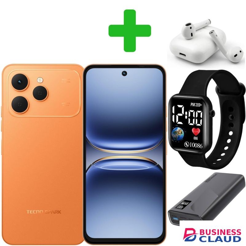 Tecno Spark 40, 6.67'' HD+, UP To 16GB RAM + 256GB ROM (Dual Sim) 50MP, 5200 MAh, BLACK+ WATCH+EAR BUDS+PB