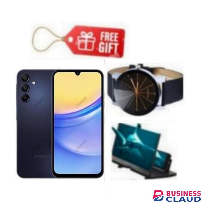 Samsung Galaxy A15, 6.5", 256GB + 8GB RAM (Dual SIM), 5000mAh, 4G-Blue Black + Charging Adapter, Magnifier& Watch