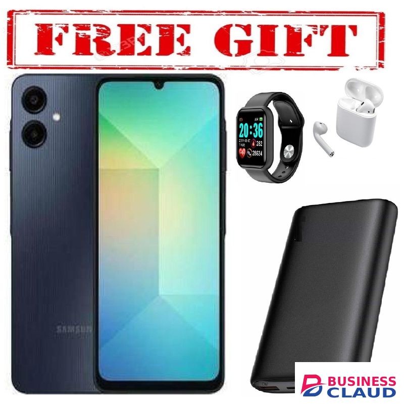 Samsung Galaxy A06, 6.7'' Display, 4GB RAM + 64GB ROM (Dual Sim) 50MP Camera, 5000mAh COMES WITH FREE GIFTS ( AIRPODS + SMART WATCH +POWERBANK ) FOR YOU (Black)