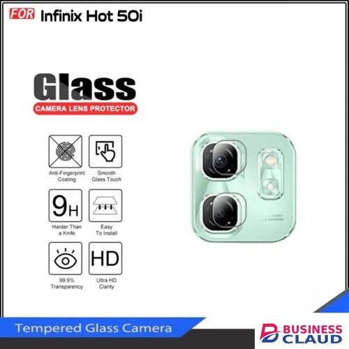 Infinix Hot 50i 2-Piece Black Metal Ring Camera Lens Protector - HD Clear Lens Cover with Anti-Scratch Protection