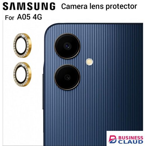 Samsung Galaxy A05 4G 2-Piece Gold Glitters Diamond Metal Ring Camera Lens Protector - Sparkling Lens Cover with HD Clarity