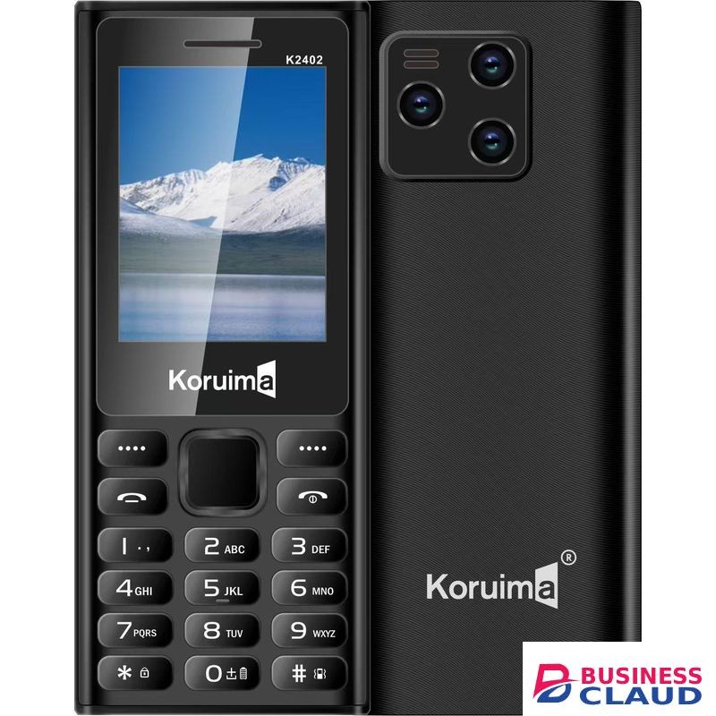 Koruima K2402 Button Phones 2.4" 1800mAh 5V 1A Type-C Charger Big Battery Dual Sim Feature Phones Black