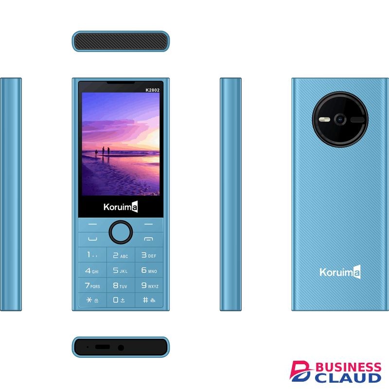 Koruima K2802 Button Phones 2.8" 1800mAh 5V 1A Type-C Charger Dual Sim Wireless FM Radio Button Mobile Phone Light Blue