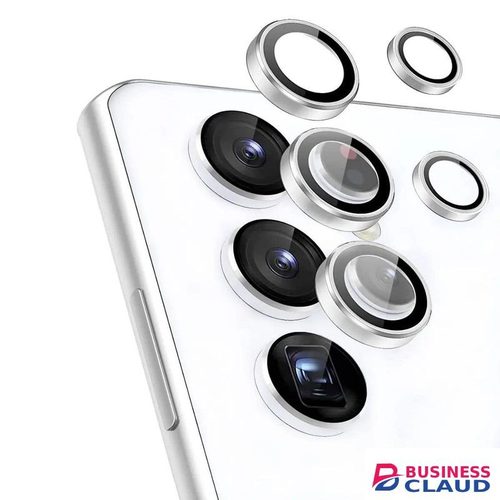 Samsung Galaxy S22 Ultra Phone Case, Silver Metal Ring Camera Lens Protector for Enhanced Protection