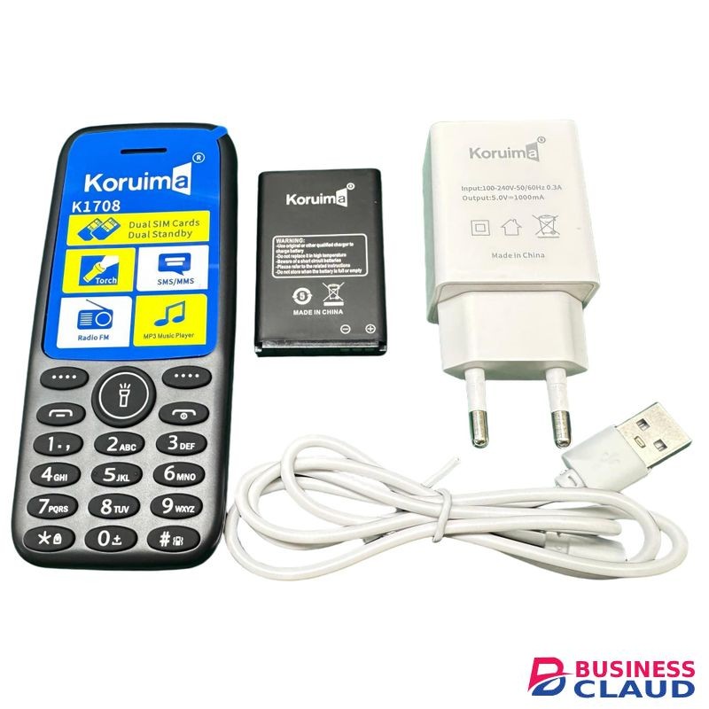 Koruima K1708 Small Phones 1.77" 1000mAh 5V 1A Detachable Charger Dual Sim Button Phones Black