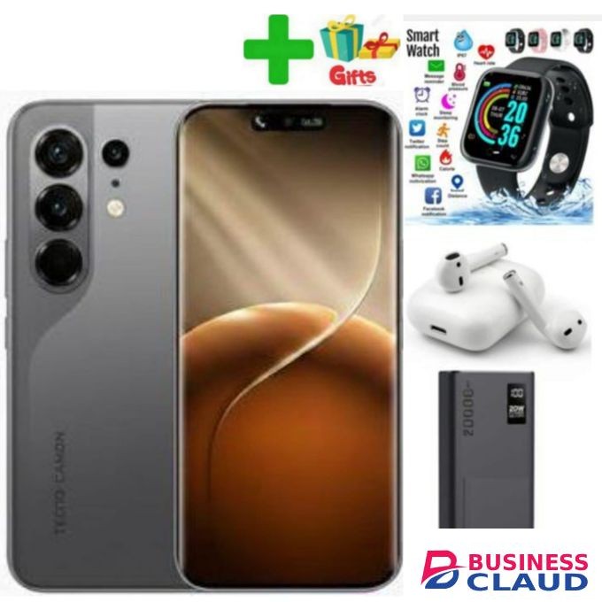 Tecno CAMON 50 Pro - 6.67" 256GB ROM + 8GB RAM, 50MP CAMERA (Dual SIM) 5200mAh Battery - Black +SMART WATCH + EARBUDS+ POWER B