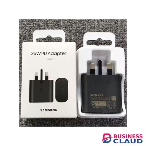 Samsung 25Watts Super Fast Charger, Adapter With Type C Output For Galaxy A06, A07, A17, A16, A26,A36,A56, A05, A05s, A14, A15, A23, A24, A25, A33, A34, A35, A53, A54, A55, A74 And All S Series black