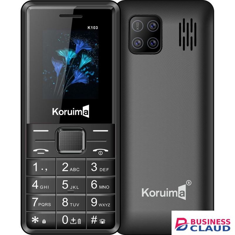 Koruima K103 Button Phones 1.77" 1800mAh Larger Battery 5V 1A Detachable Charger Dual Sim Wireless FM Radio Keypad Phones Black