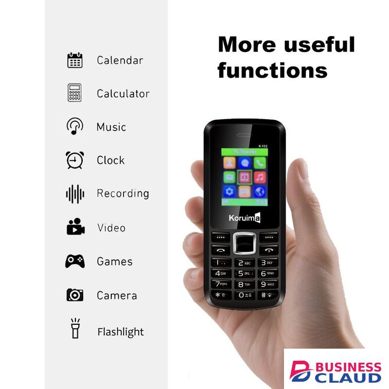 Koruima K102 Latest Phones 1.77" 1800mAh Larger Battery 5V 1A Detachable Charger Dual Sim Wireless FM Radio Button Mobile Phones Black