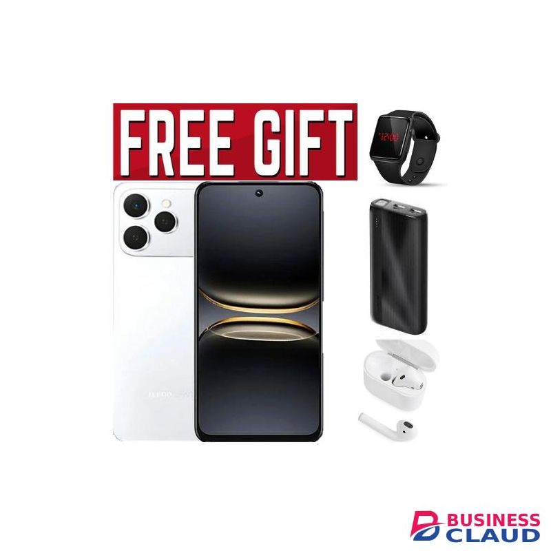 Tecno Spark 40, 6.67'' HD+, UP To 8GB RAM + 128GB ROM (Dual Sim) 50MP, 5200 MAh COMES WITH FREE GIFTS ( AIRPODS + LED WATCH +POWERBANK ) FOR YOU- WHITE