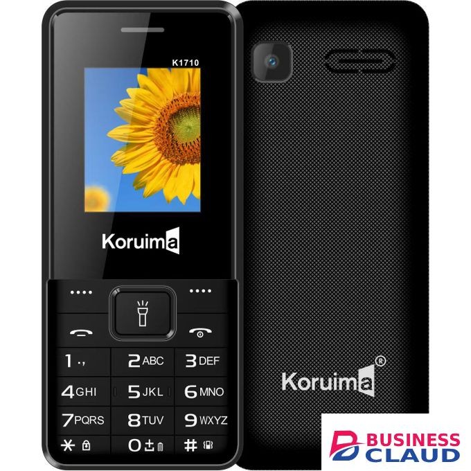Koruima K1710 Keypad Phones 1.77" 1800mAh 5V 1A Detachable Charger Dual Sim Button Phones Black