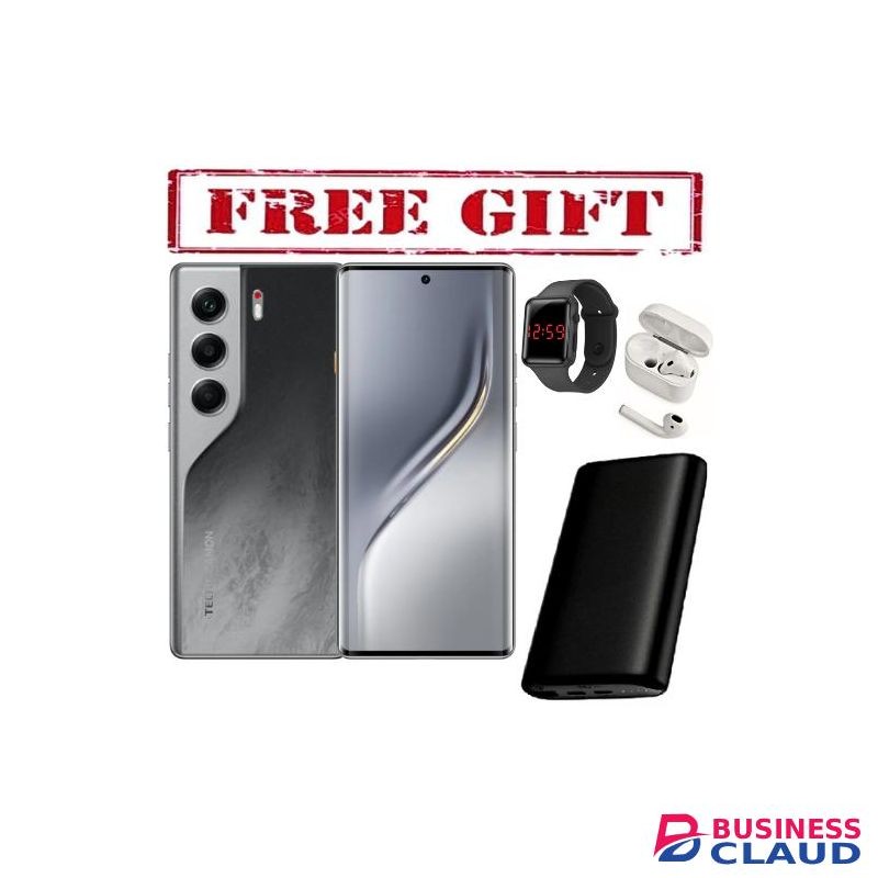 Tecno CAMON 40 PRO- 6.67"Curved Screen (256/8GB) DualSIM, 5200mAh Battery. COMES WITH FREE GIFTS ( AIRPODS + LED WATCH +POWERBANK ) FOR YOU. BLACK