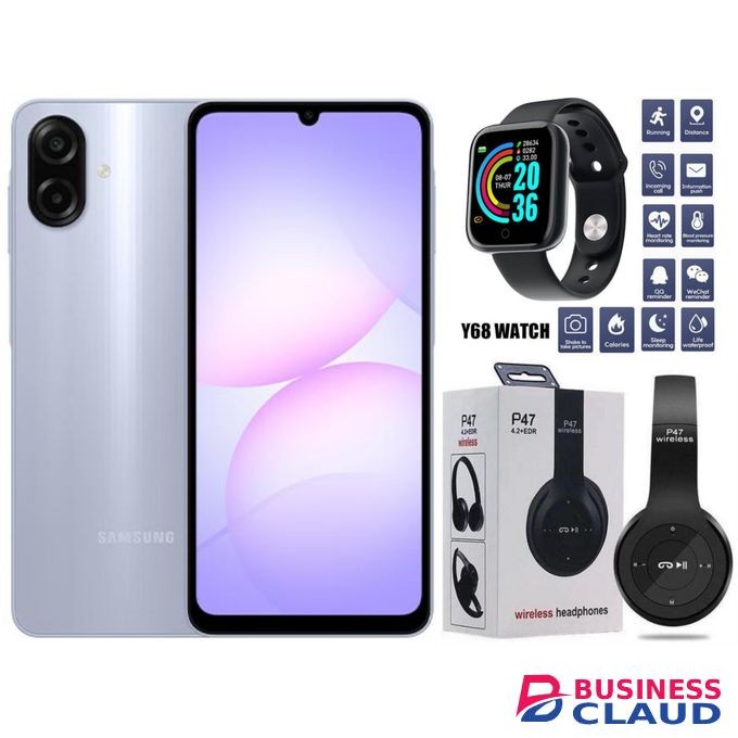 Samsung GALAXY A07, 4GB RAM + 128GB ROM Storage, 6.7'', 50MP Camera, 5000mAh - Blue + FREE AMAZING GIFTS