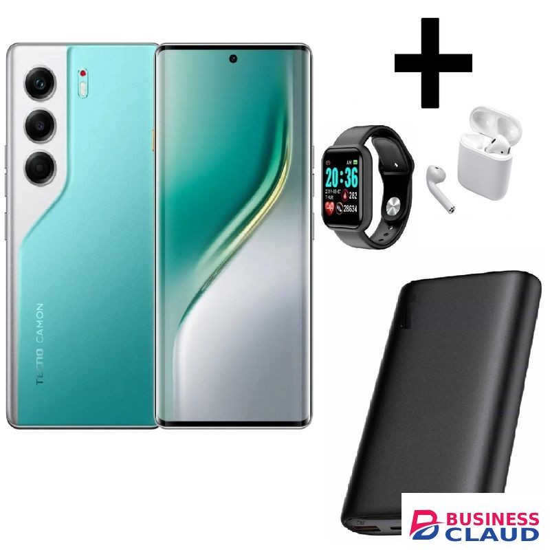 Tecno CAMON 40 PRO- 6.67" Curved Screen (256GB/8GB) DualSIM, 5200mAh Battery.COMES WITH FREE GIFTS ( AIRPODS + SMART WATCH +POWERBANK ) FOR YOU