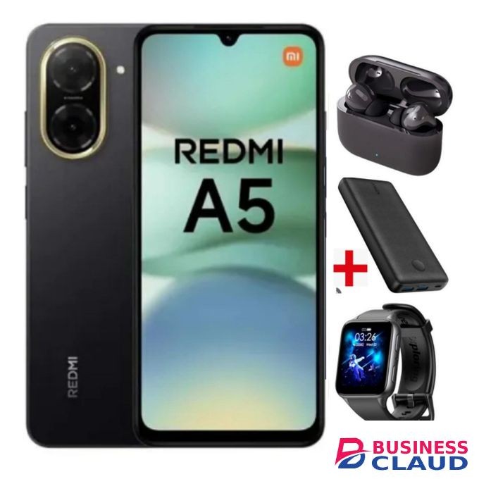 XIAOMI Redmi A5 ,6.88'' Display, 4GB RAM + 128GB Storage, 5200 Mah Battery,Dual+EARPODS+WATCH+POWERBANK