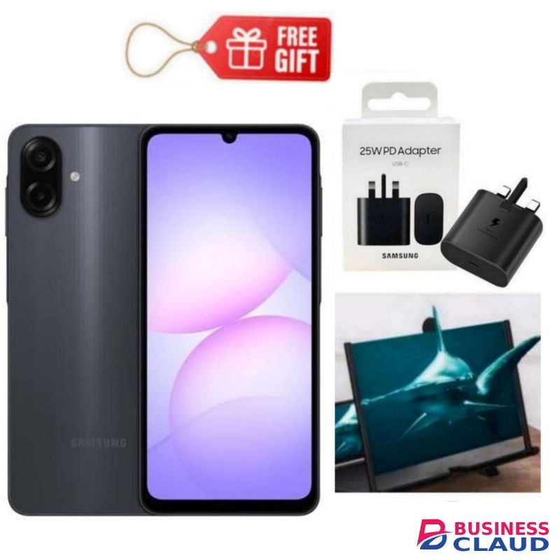 Samsung Galaxy A07, 6.7", 8GB RAM + 256GB RM (Dual SIM), 5000mAh, Black + Magnifier & Travel Adapter