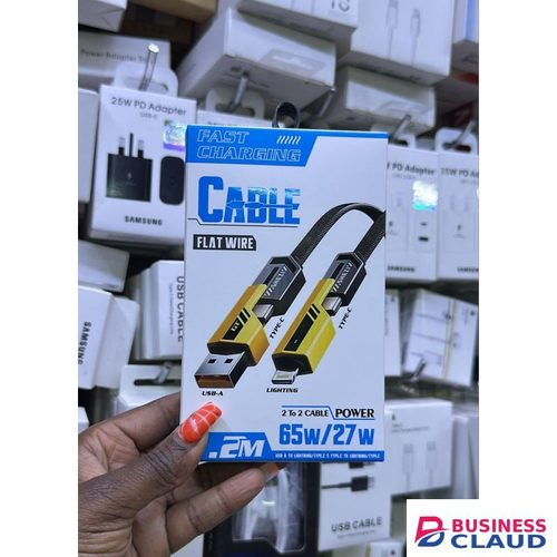 Fast Charging Flat Wire 2 to 2 Cable Durable Tangle-Free USB Cable High-Speed Charging and Data Transfer for Smartphones Tablets and Devices Universal Compatible