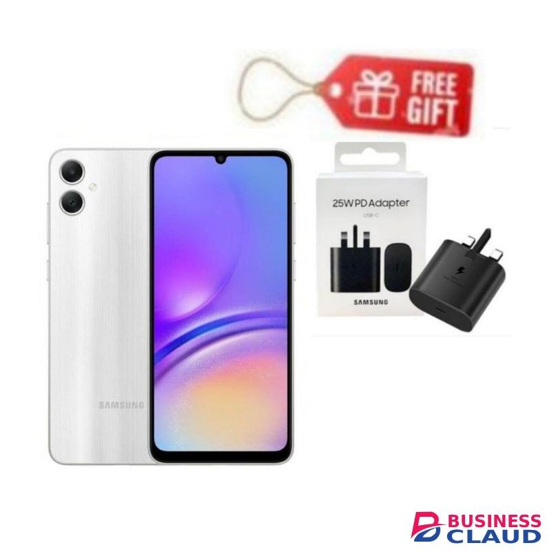 Samsung GALAXY A05,6.7"DISPLAY,4GB RAM+64GB,5000mAh, 4G-SILVER +Charging Adapter