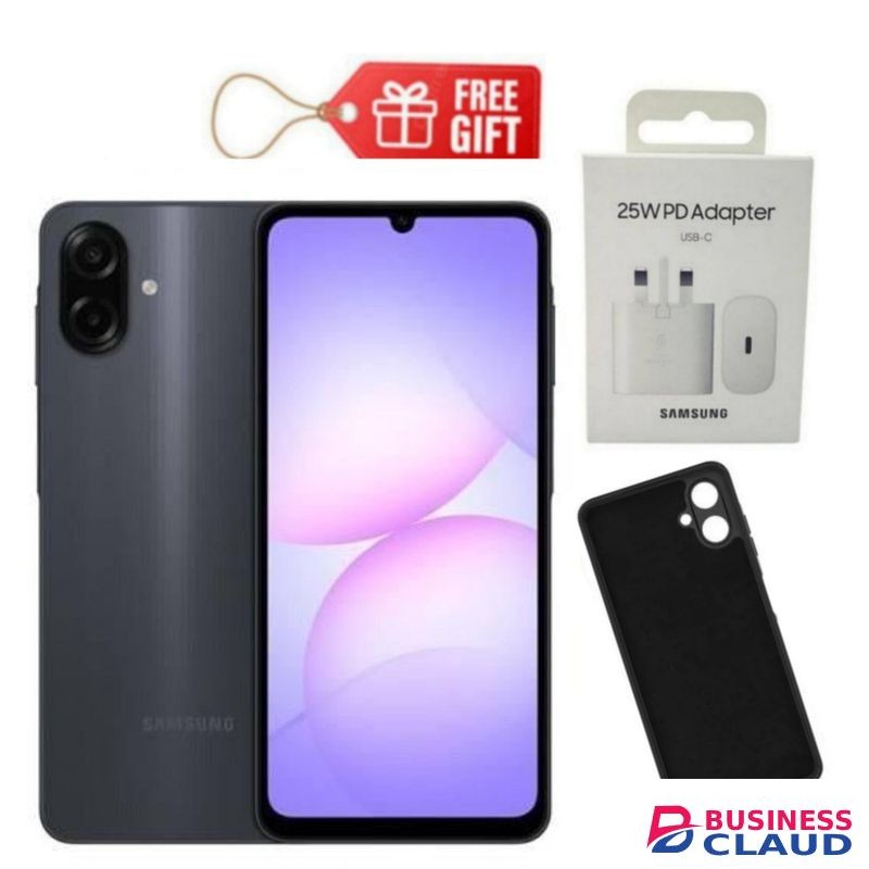 Samsung Galaxy A07, 6.7", 8GB RAM + 256GB RM (Dual SIM), 5000mAh, Black + Phone Cover & Travel Adapter