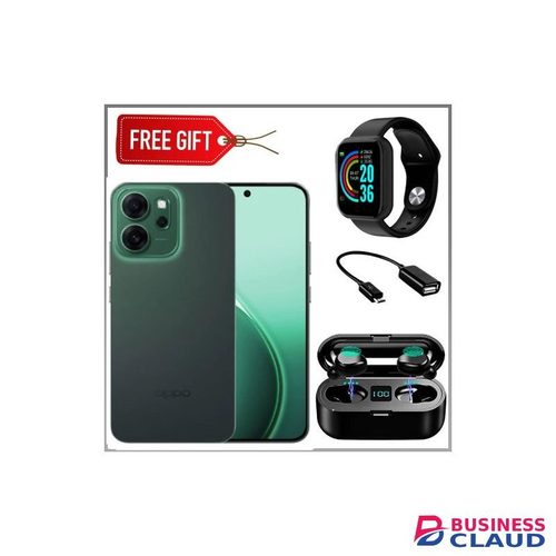 Oppo Reno 14F 5G, 6.59'' Display, 512GB ROM + 12GB RAM, 6000mAh, 50MP Camera (Dual Sim) - 2 Years Warranty - Luminius Green + Smart watch + otg Cable & Earbuds