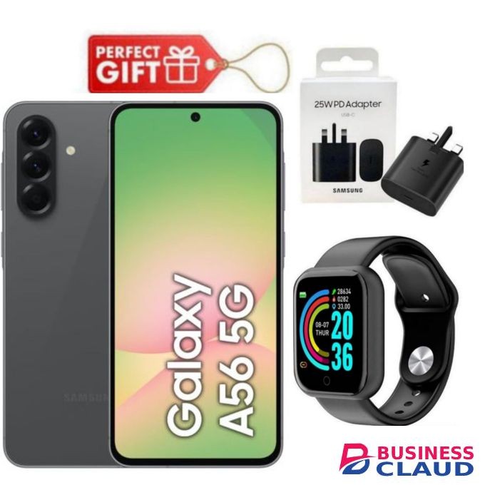 Samsung Galaxy A56 5G, 6.7", 128GB ROM + 8GB RAM (Dual SIM), 5000mAh, Awesome Graphite + Smart Watch & Travel Adapter