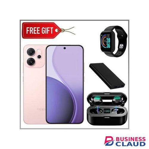 Oppo Reno 14F 5G, 6.59'' Display, 512GB ROM + 12GB RAM, 6000mAh, 50MP Camera (Dual Sim) - 2 Years Warranty - Glossy Pink + smart watch+ Power bank + Earbuds