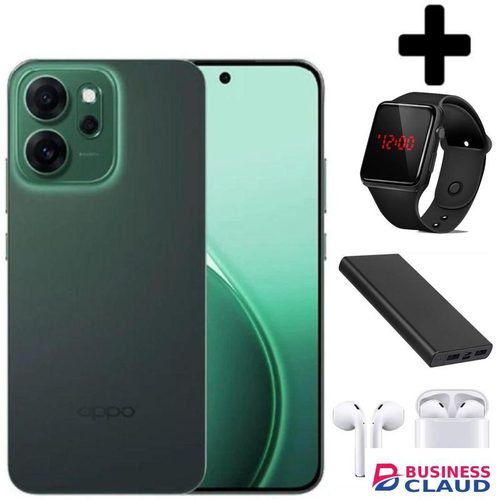 Oppo Reno 14F 5G, 6.59'' Display, 512GB ROM + 12GB RAM, 6000mAh Battery, 50MP Camera (Dual Sim) - 2 Years Warranty - Luminous green + Smart watch+ Earbuds & Power bank