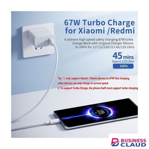 Mi 67W Xiaomi Fast Charge Type-C Original Adapter Turbo Charging for Xiaomi & Redmi Smartphones