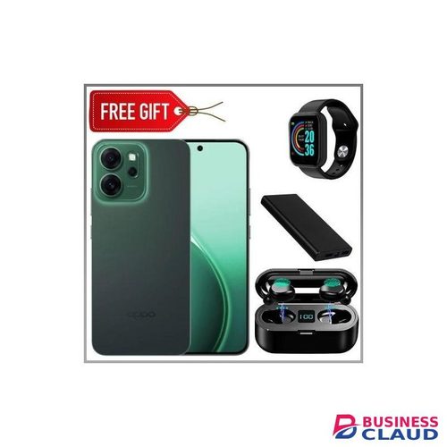Oppo Reno 14F 5G, 6.59'' Display, 512GB ROM + 12GB RAM, 6000mAh, 50MP Camera (Dual Sim) - 2 Years Warranty - Luminius Green + Smart watch + Power Bank & Earbuds