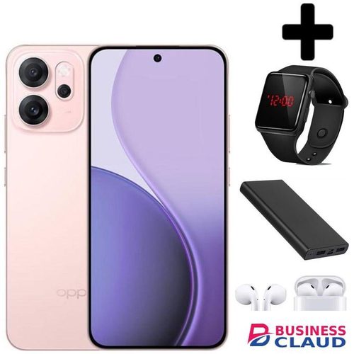 Oppo Reno 14F 5G, 6.59'' Display, 512GB ROM + 12GB RAM, 6000mAh Battery, 50MP Camera (Dual Sim) - 2 Years Warranty - Glossy pink + Smart watch + F9 & Otg