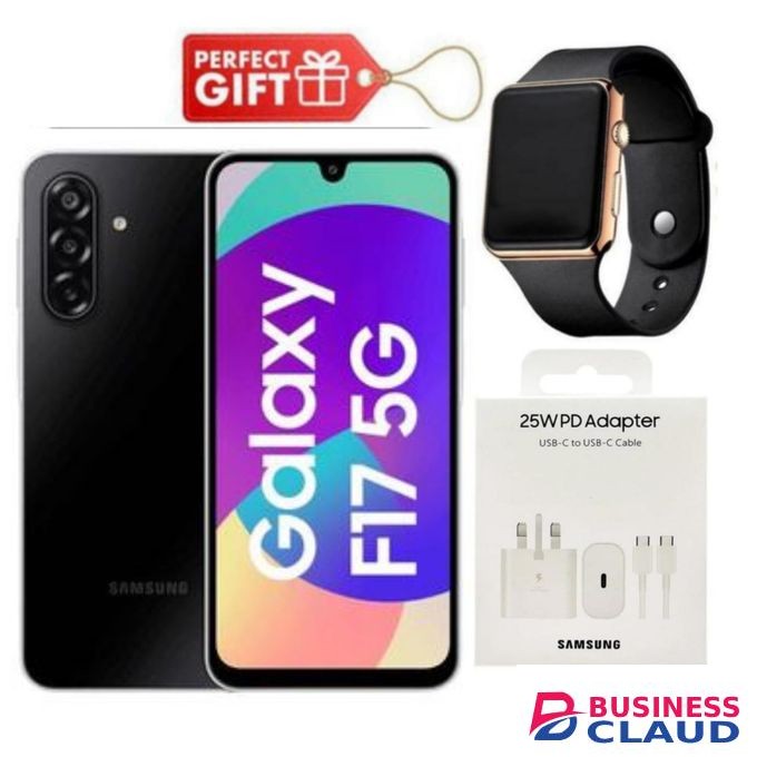 Samsung Galaxy F17 5G, 6.7", 128GB ROM + 4GB RAM (Dual SIM), 5000mAh, Black + Led Watch & Charging Adapter