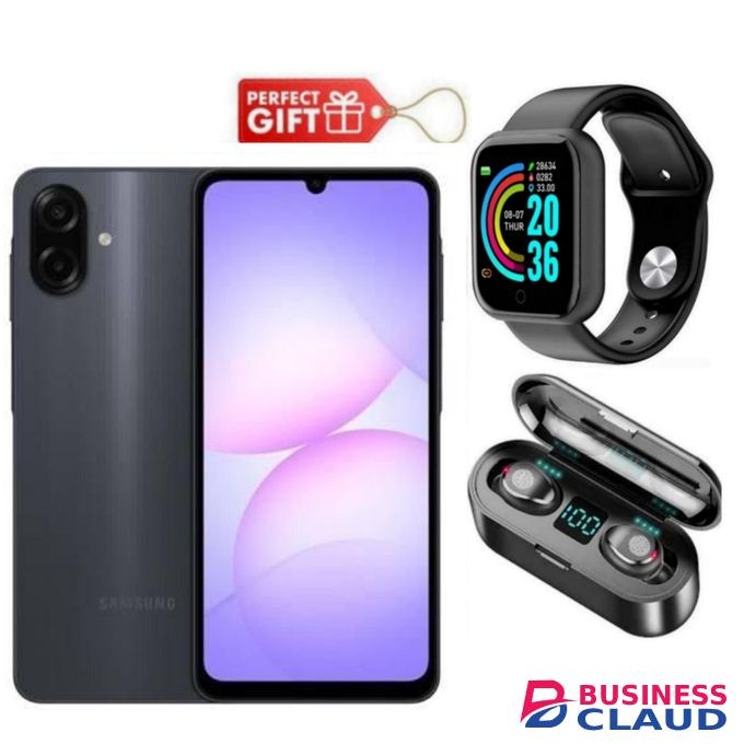 Samsung Galaxy A07, 6.7", 128GB + 6GB RAM (Dual SIM), 5000mAh, Black + F9 Earbuds & Smart Watch