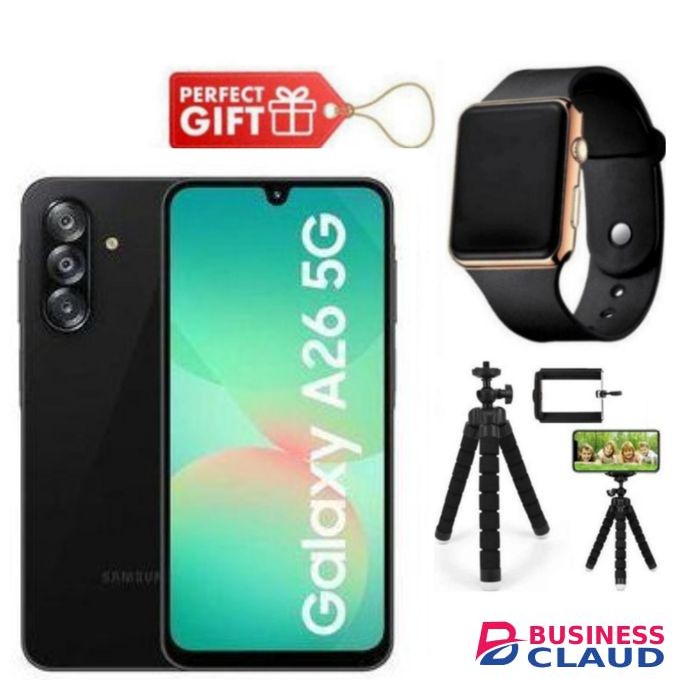 Samsung Galaxy A26 5G, 6.7'' 6GB RAM + 128GB ROM, 50MP -black + Tripod Stand & Led Watch