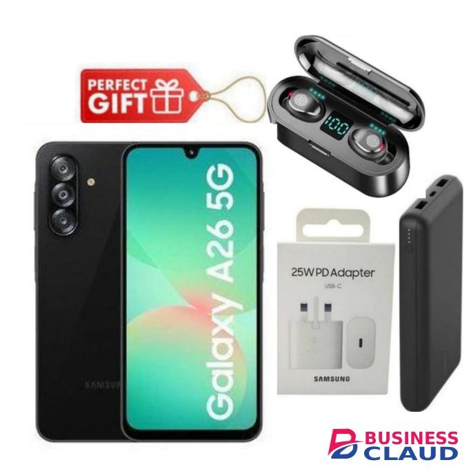 Samsung Galaxy A26 5G, 6.7'' 6GB RAM + 128GB ROM, 50MP -black + Travel Adapter ,F9 Earbuds & Power Bank