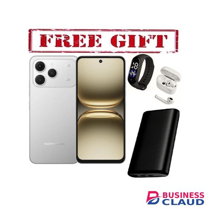 Tecno Spark 40, 6.67'' HD+, UP To 8GB RAM + 128GB ROM (Dual Sim) 50MP, 5200 MAh -COMES WITH FREE GIFTS ( AIRPODS + STRAP +POWERBANK ) FOR YOU ...GREY