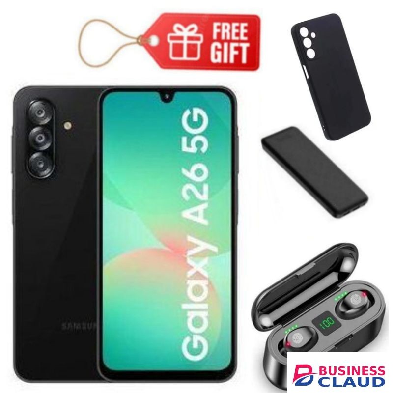 Samsung Galaxy A26 5G, 6.7'' 6GB RAM + 128GB ROM, 50MP -black + F9 Earbuds, Power Bank & Phone Cover