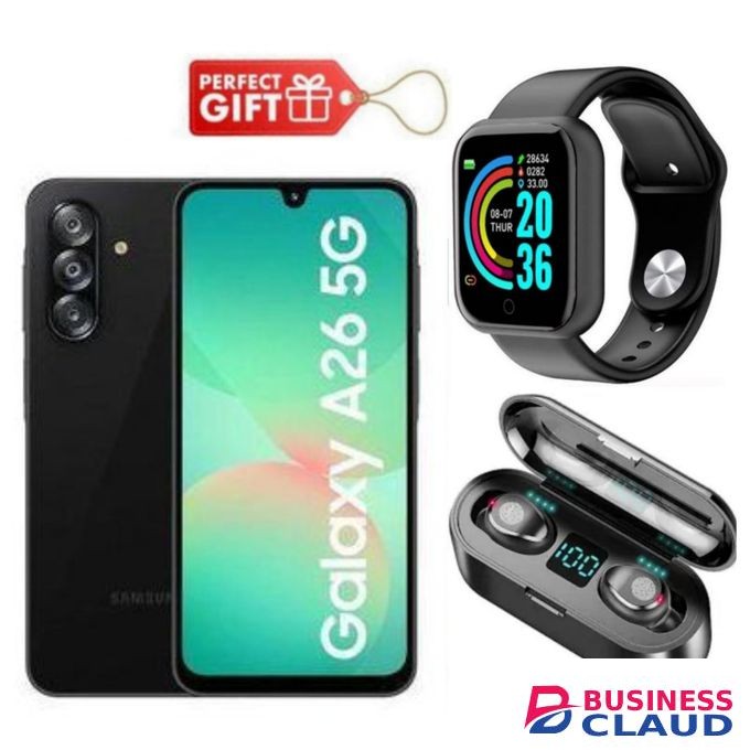 Samsung Galaxy A26 5G, 6.7'' 8GB RAM + 256GB ROM, 50MP, Dual Sim - Black + Smart Watch & F9 Earbuds